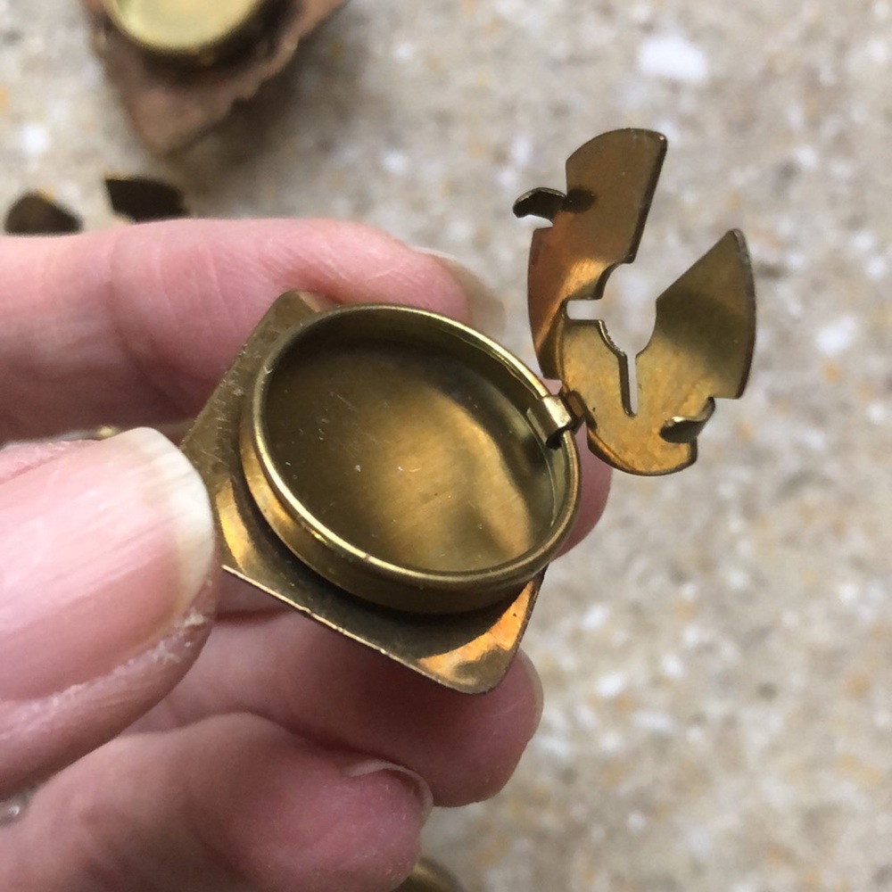 Collection of 12 Vintage Decorative Accent Gold Tone Metal Button Covers - Picture 12 of 13